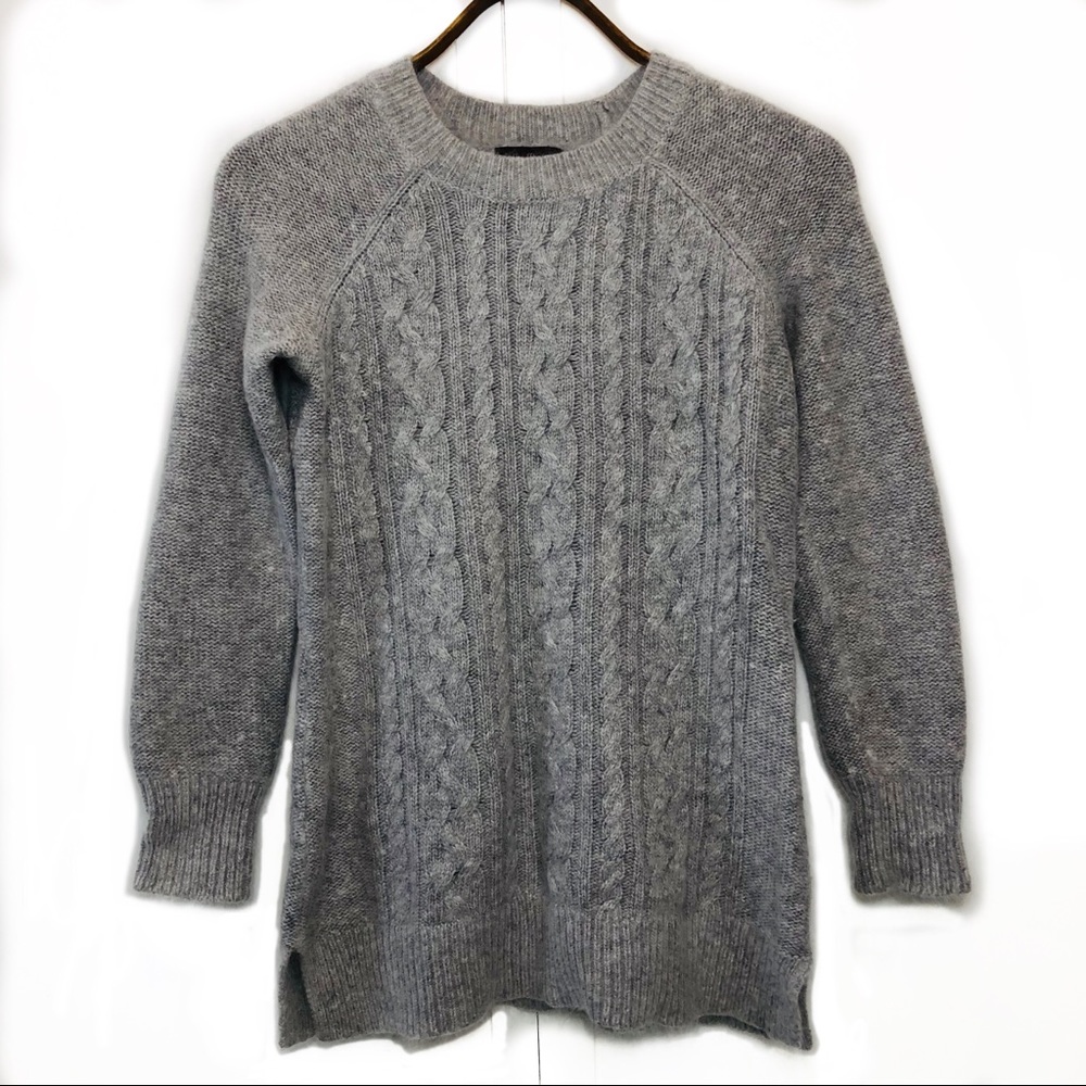 FENN WRIGHT MANSON Soft Angora Cable Gray Sweater